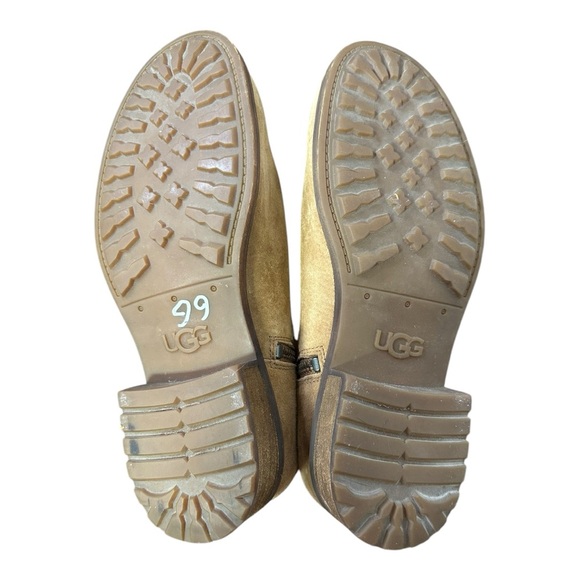 UGG Keppler Chestnut Suede Sheepskin Buckle Moto Short Boots Size US 9.5 Womens - Picture 9 of 10